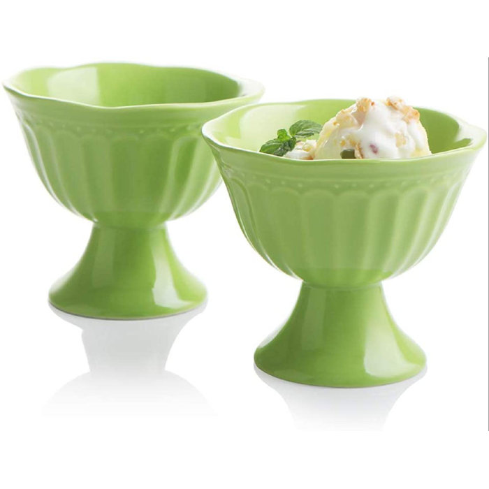 GoodDogHousehold Ceramic Ice Cream Bowls, Tulip Sundae Cups, 10 Ounce